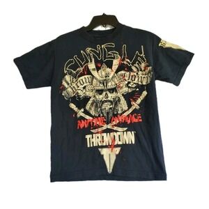 Throwdown Viking Samurai Skull T-Shirt Mens Black Graphic Tee Cung Le MMA Small